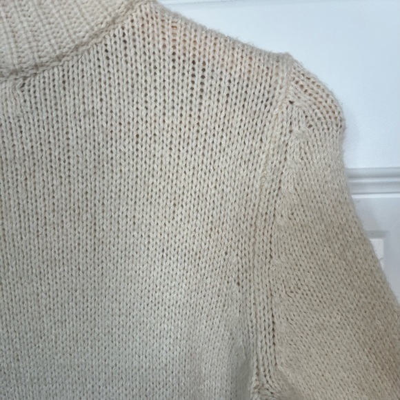 Anthropologie Sleeping on Snow Ivory Mock Neck Wool Embroidered Sweater Size M - Picture 6 of 13